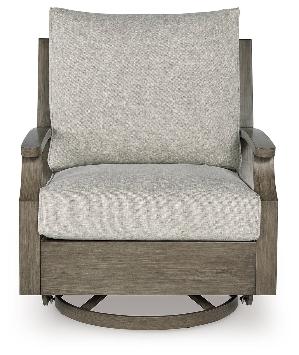 Rainier Ranch Brown/Beige Outdoor Swivel Glider Chair with Cushion