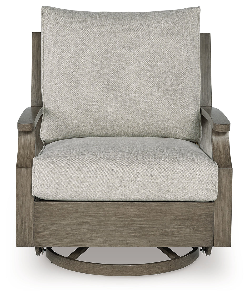 Rainier Ranch Brown/Beige Outdoor Swivel Glider Chair with Cushion