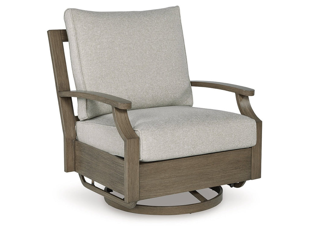 Rainier Ranch Brown/Beige Outdoor Swivel Glider Chair with Cushion