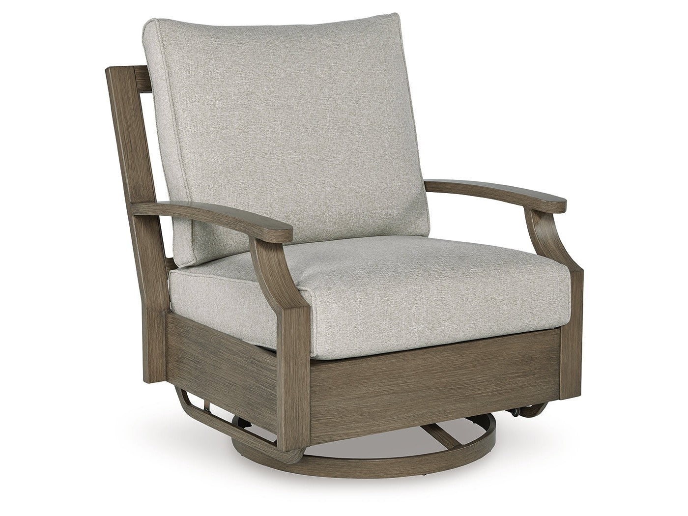 Rainier Ranch Brown/Beige Outdoor Swivel Glider Chair with Cushion