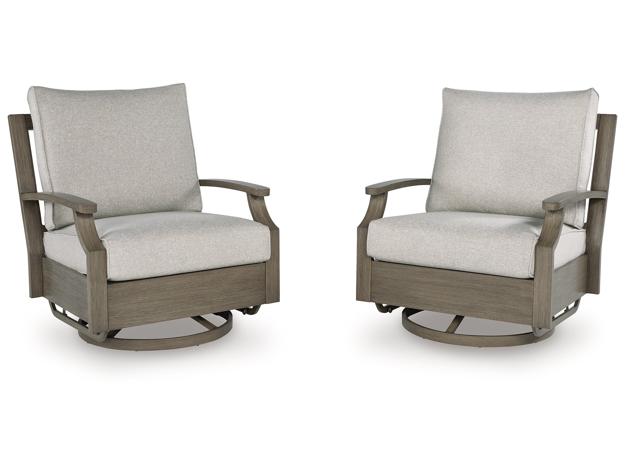 Rainier Ranch Brown/Beige Outdoor Swivel Glider Chair with Cushion