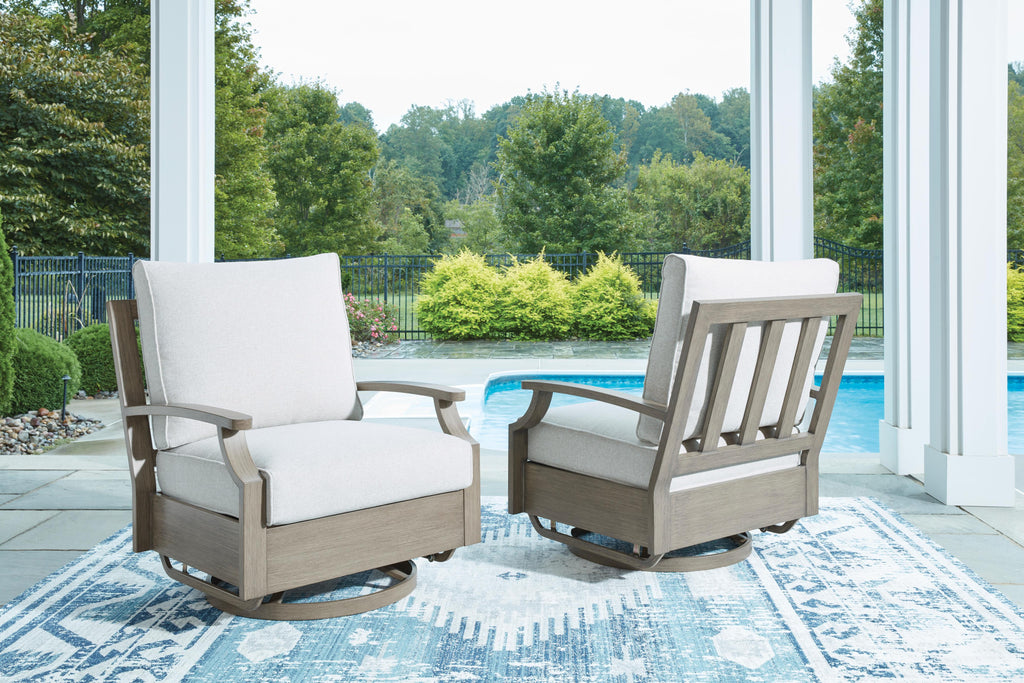 Rainier Ranch Brown/Beige Outdoor Swivel Glider Chair with Cushion