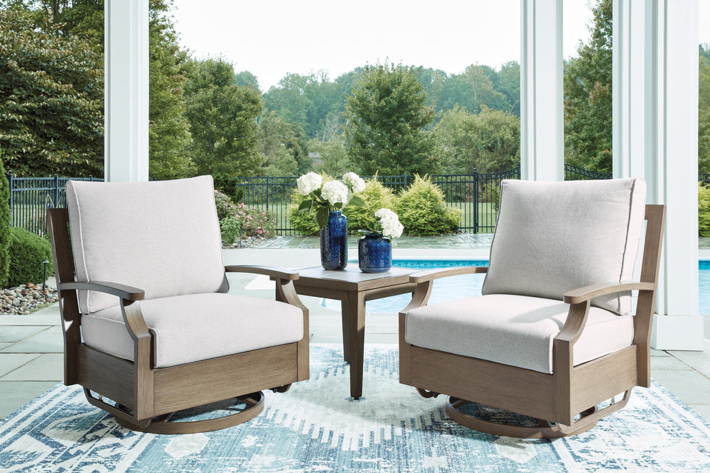 Rainier Ranch Brown/Beige Outdoor Swivel Glider Chair with Cushion
