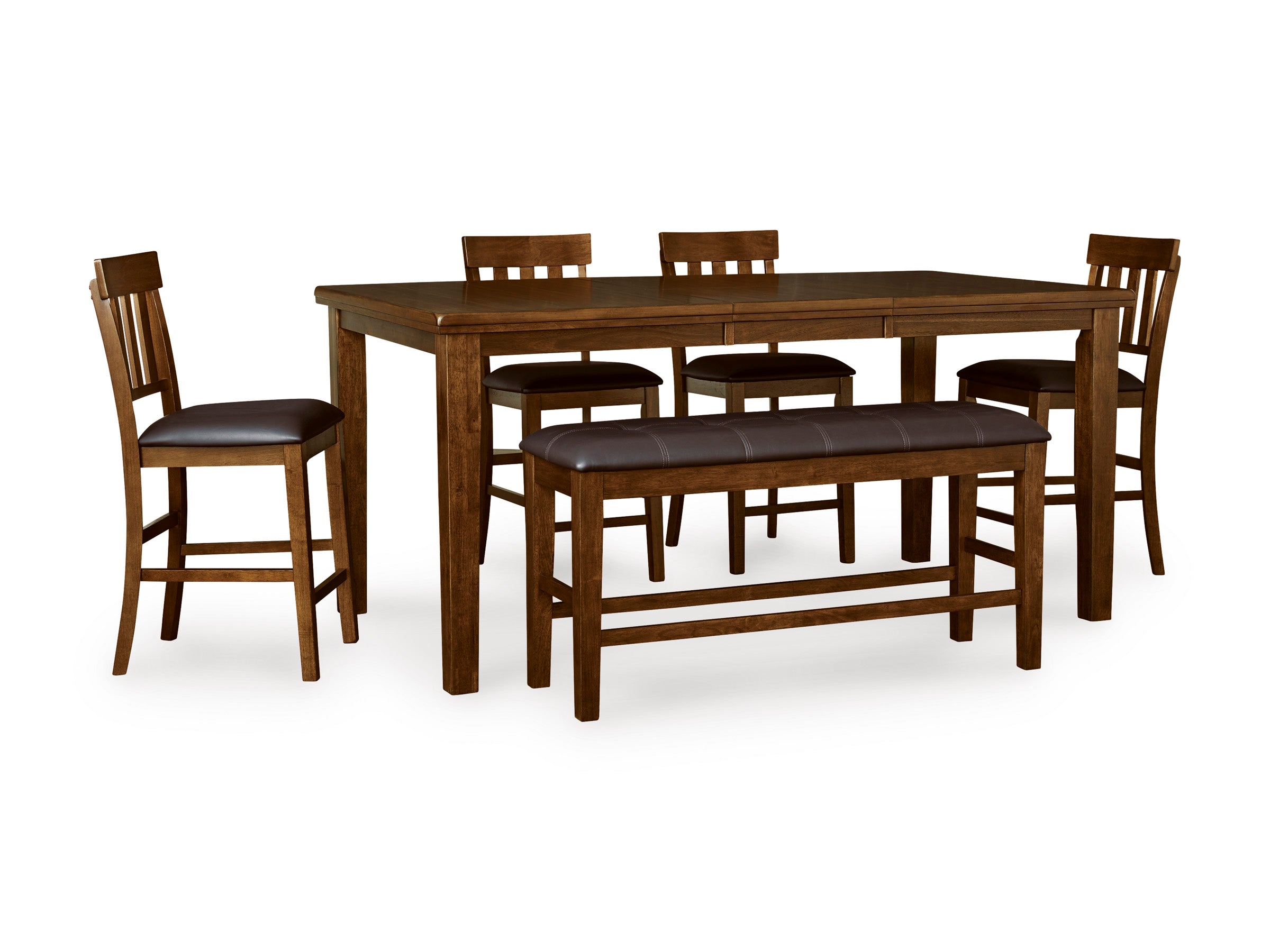 Ralene Medium Brown Counter Height Dining Table, 4 Barstools and Bench