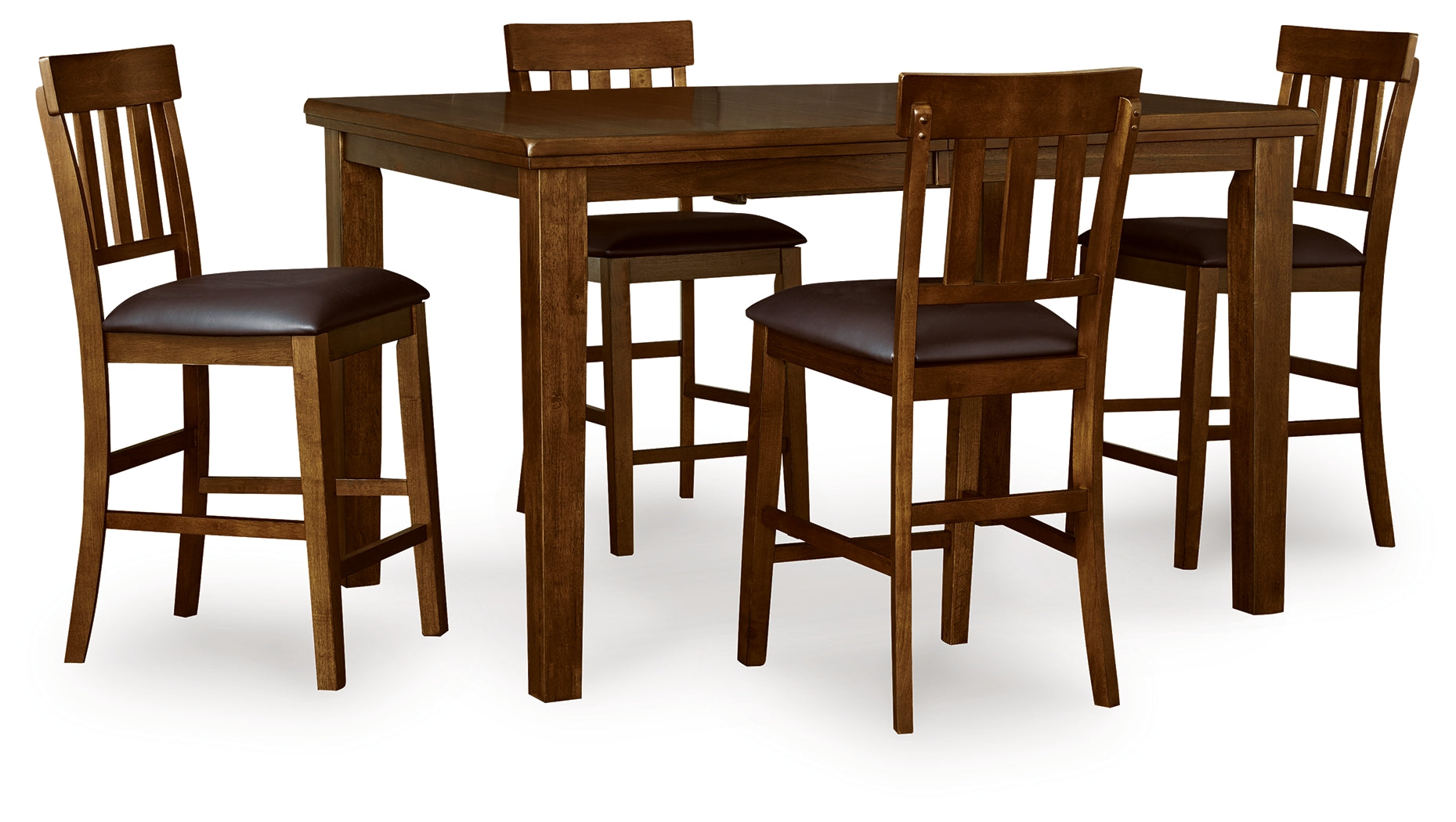 Ralene Medium Brown Counter Height Dining Table and 4 Barstools
