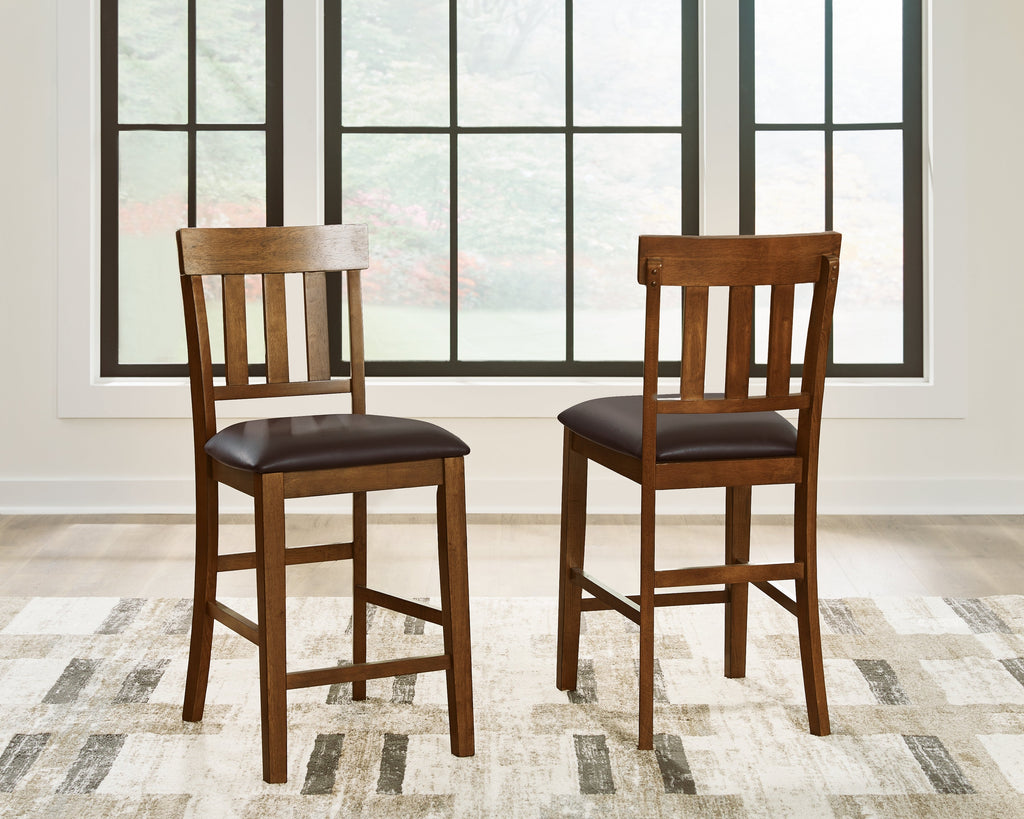 Ralene Medium Brown Counter Height Dining Table, 4 Barstools and Bench