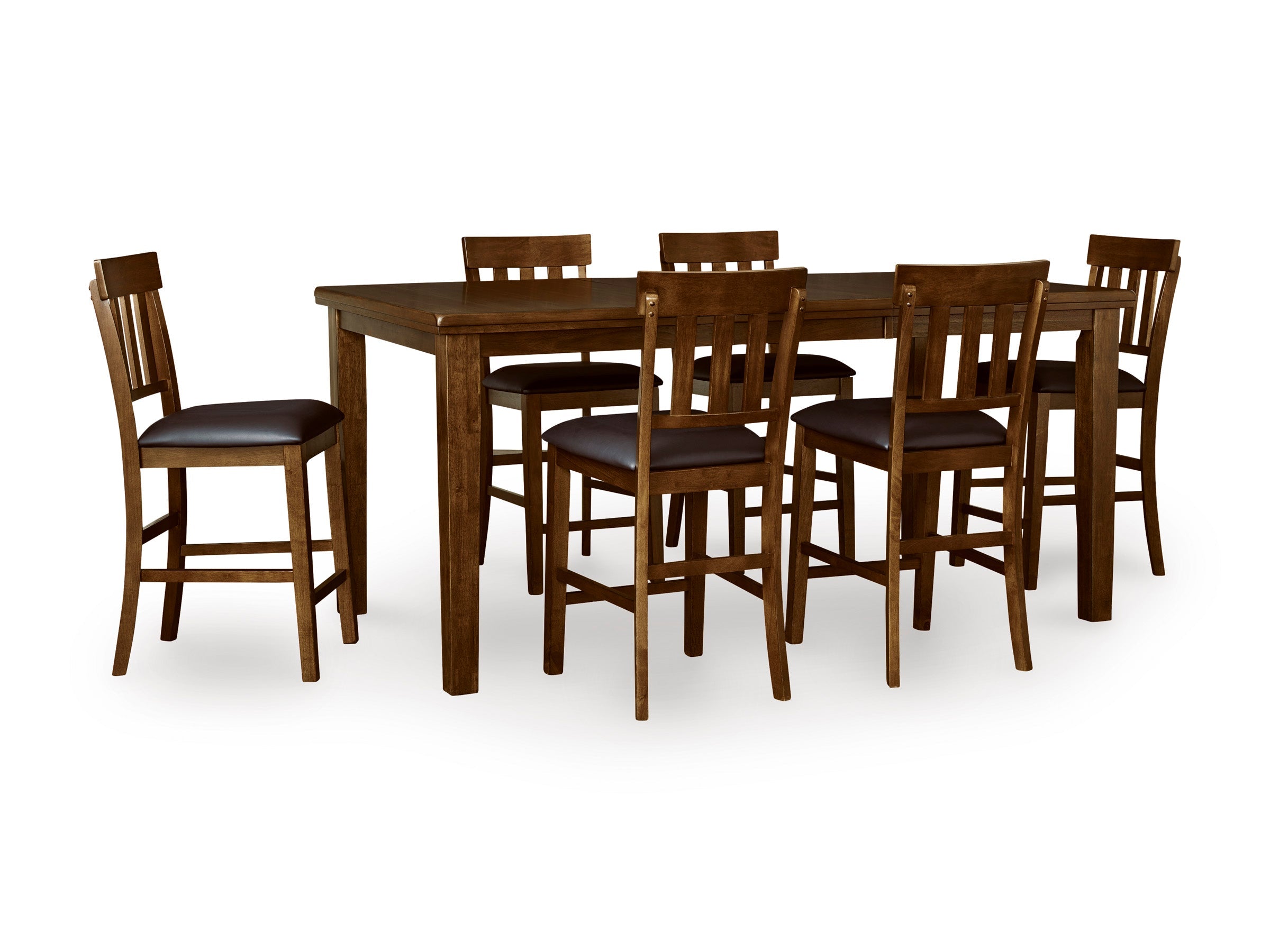Ralene Medium Brown Counter Height Dining Table and 6 Barstools