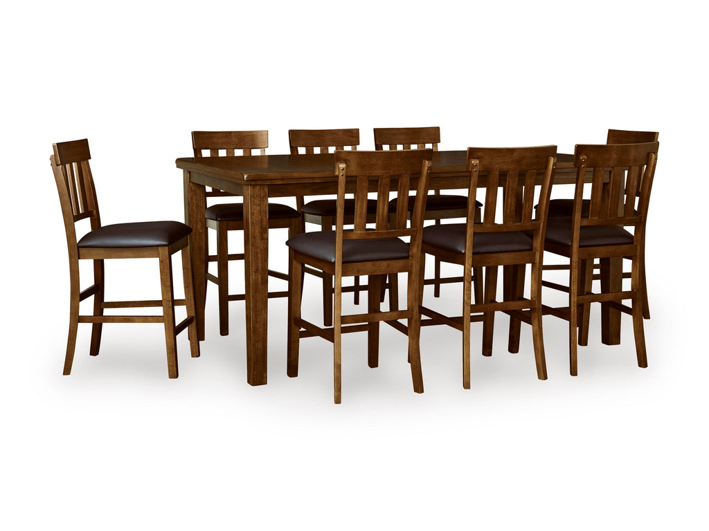 Ralene Medium Brown Counter Height Dining Table and 8 Barstools