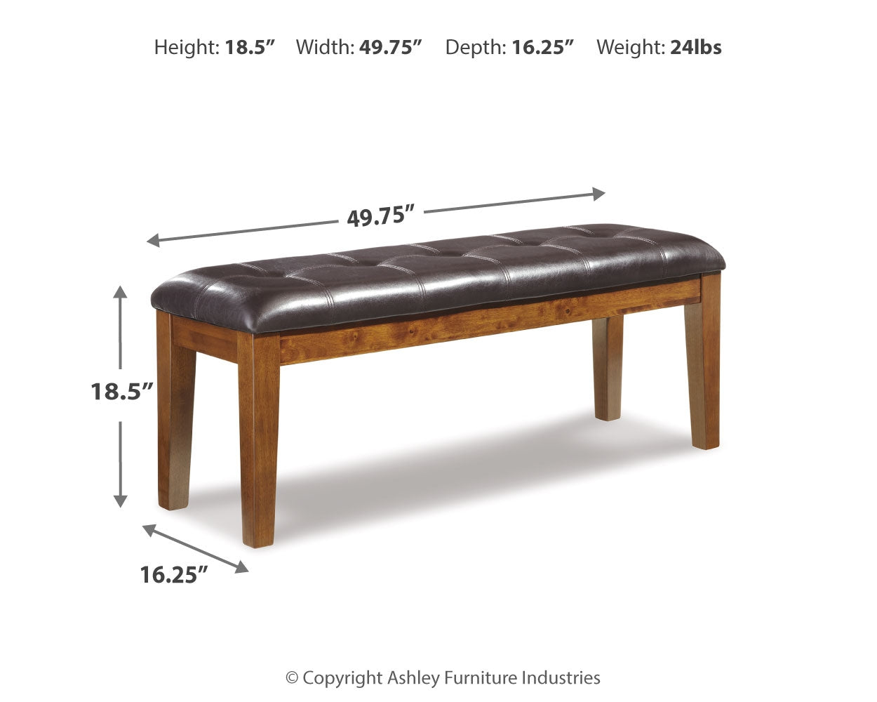Ralene Medium Brown Dining Table and 4 Chairs and Bench