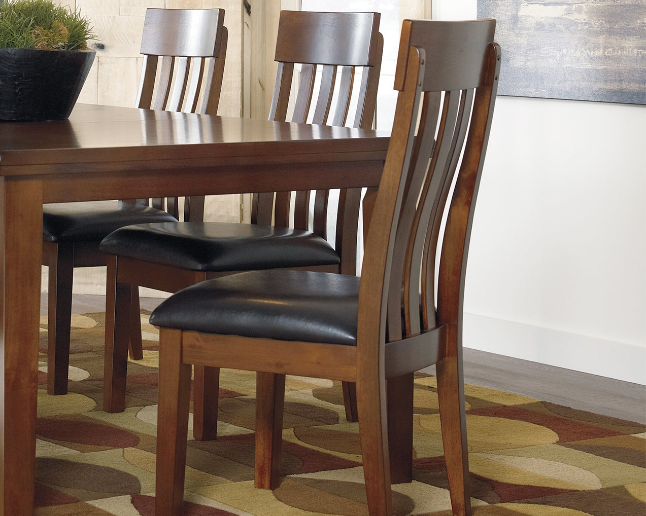 Ralene Medium Brown Dining Table and 6 Chairs and Bench
