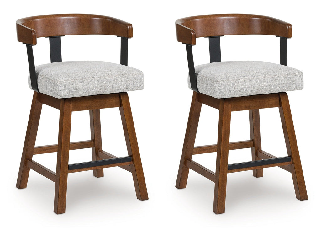 Ralene Medium Brown Upholstered Swivel Barstool (Set of 2)