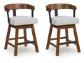Ralene Medium Brown Upholstered Swivel Barstool (Set of 2)