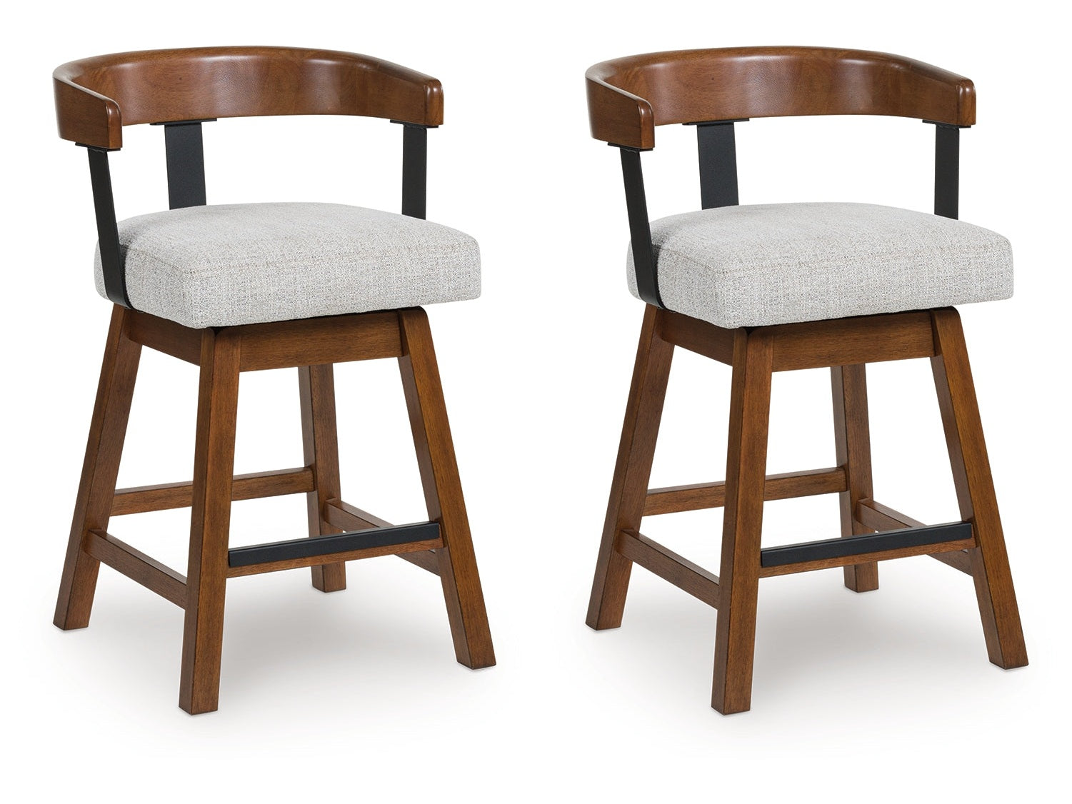Ralene Medium Brown Upholstered Swivel Barstool (Set of 2)