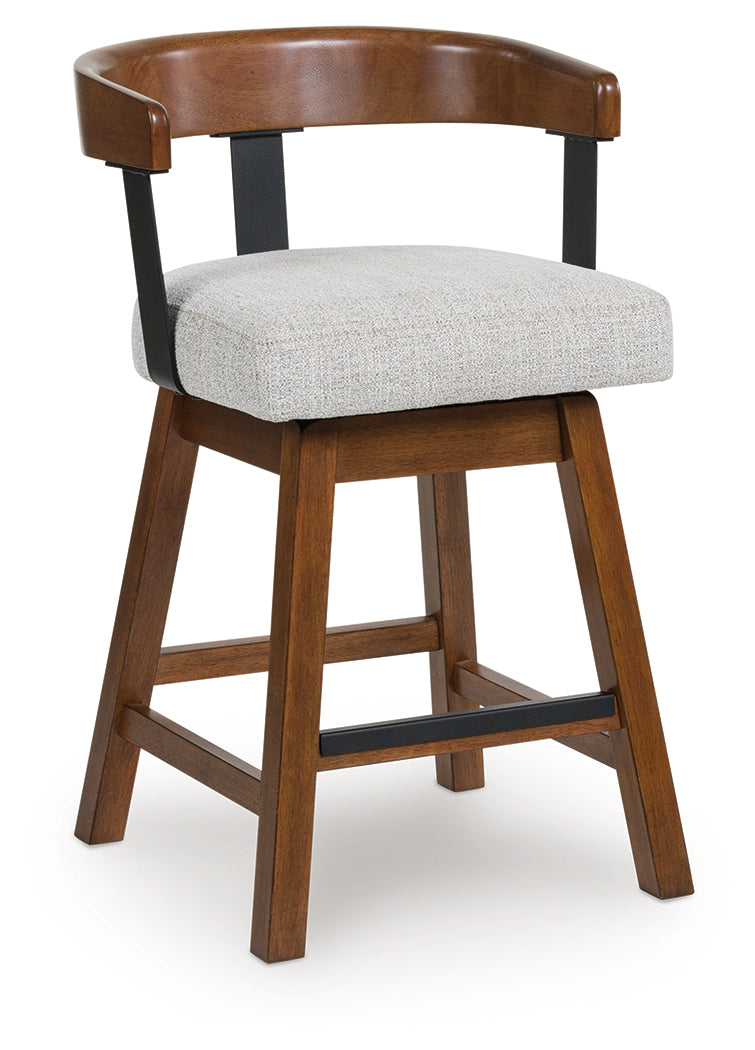 Ralene Medium Brown Upholstered Swivel Barstool (Set of 2)