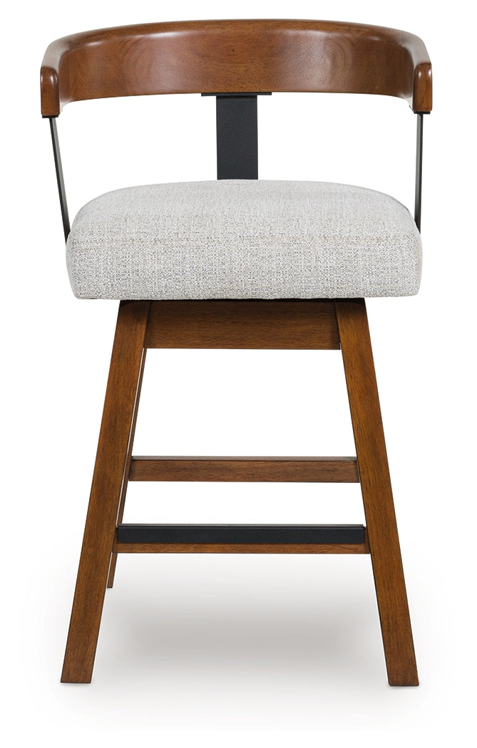 Ralene Medium Brown Upholstered Swivel Barstool (Set of 2)