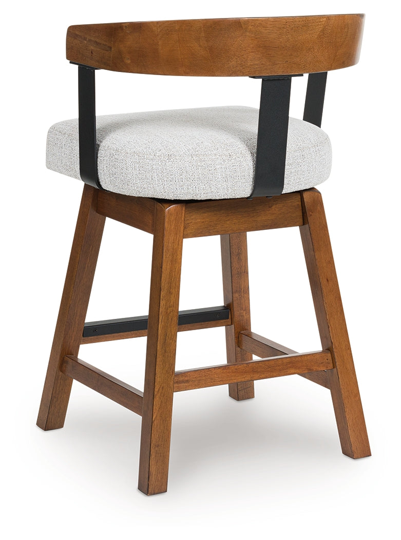 Ralene Medium Brown Upholstered Swivel Barstool (Set of 2)