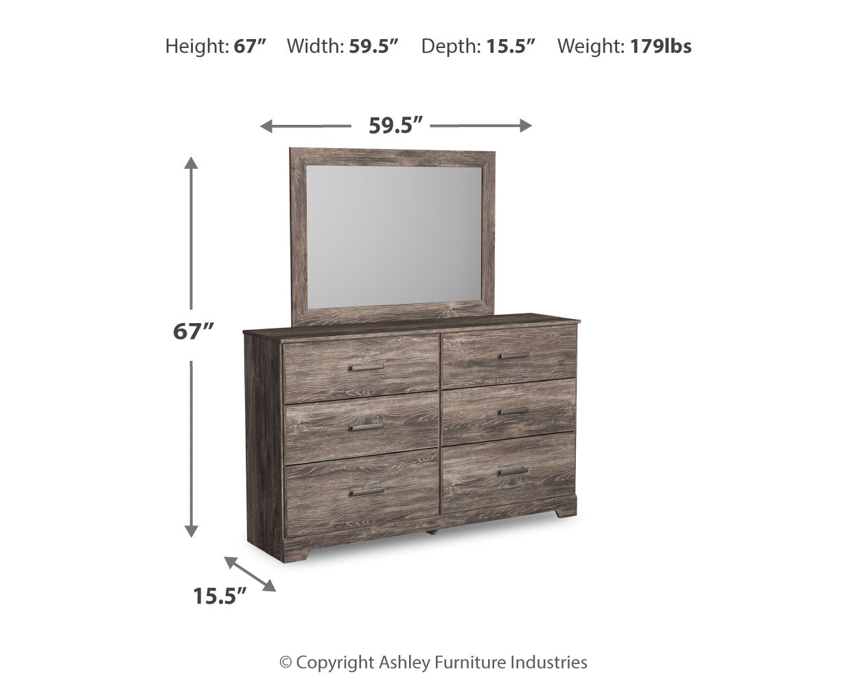 Ralinksi Gray Dresser and Mirror
