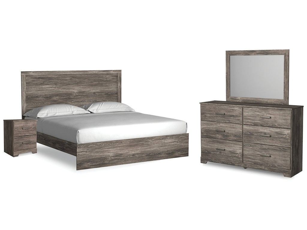 Ralinksi Gray King Panel Bed & Dresser & Mirror & & Nightstand