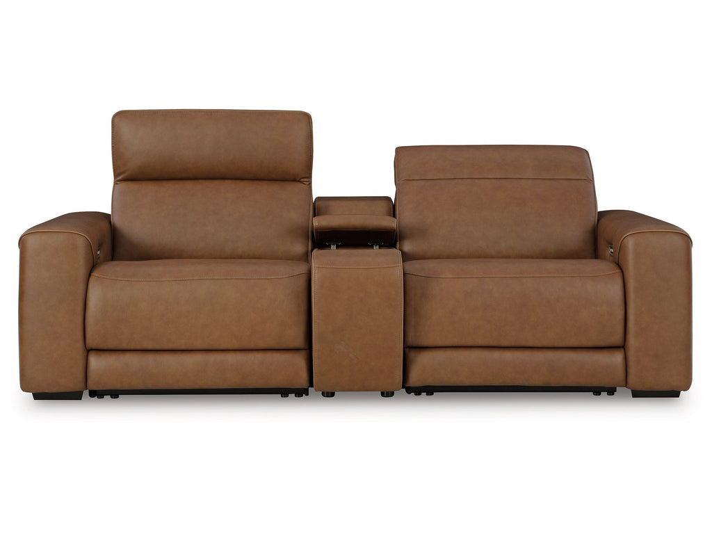 Rally-Up Caramel 3-Piece Power Reclining Sectional Loveseat w/Console