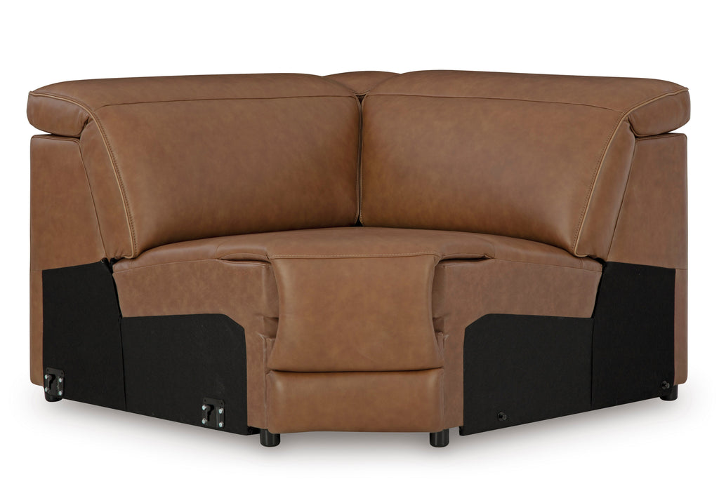Rally-Up Caramel 5 Pc Dual Power Leather Reclining Modular Sectional