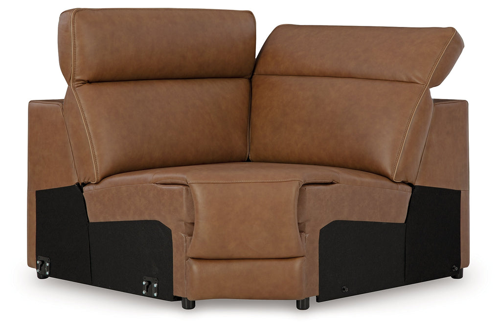 Magic Man Caramel 6-Piece Power Reclining Sectional w/Console