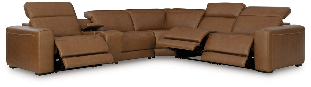 Rally-Up Caramel 6-Piece Power Reclining Sectional w/Console