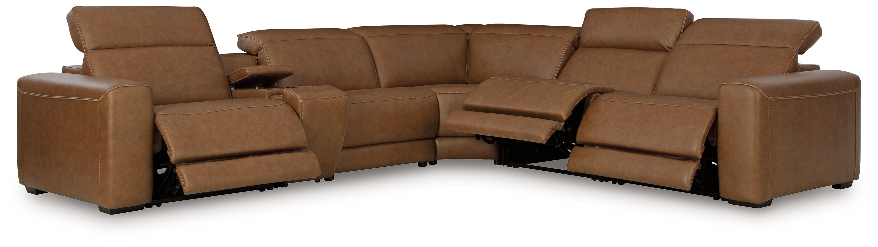 Rally-Up Caramel 6-Piece Power Reclining Sectional w/Console