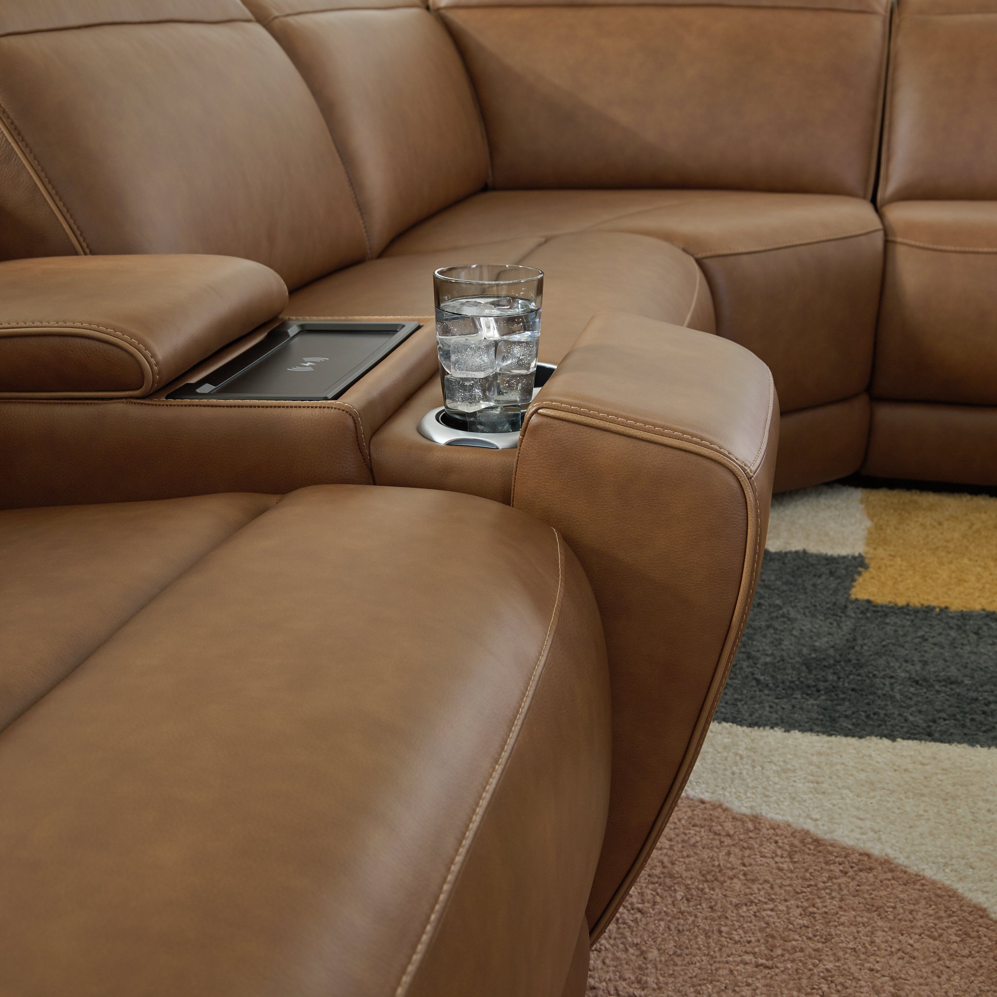 Rally-Up Caramel 6-Piece Power Reclining Sectional w/Console