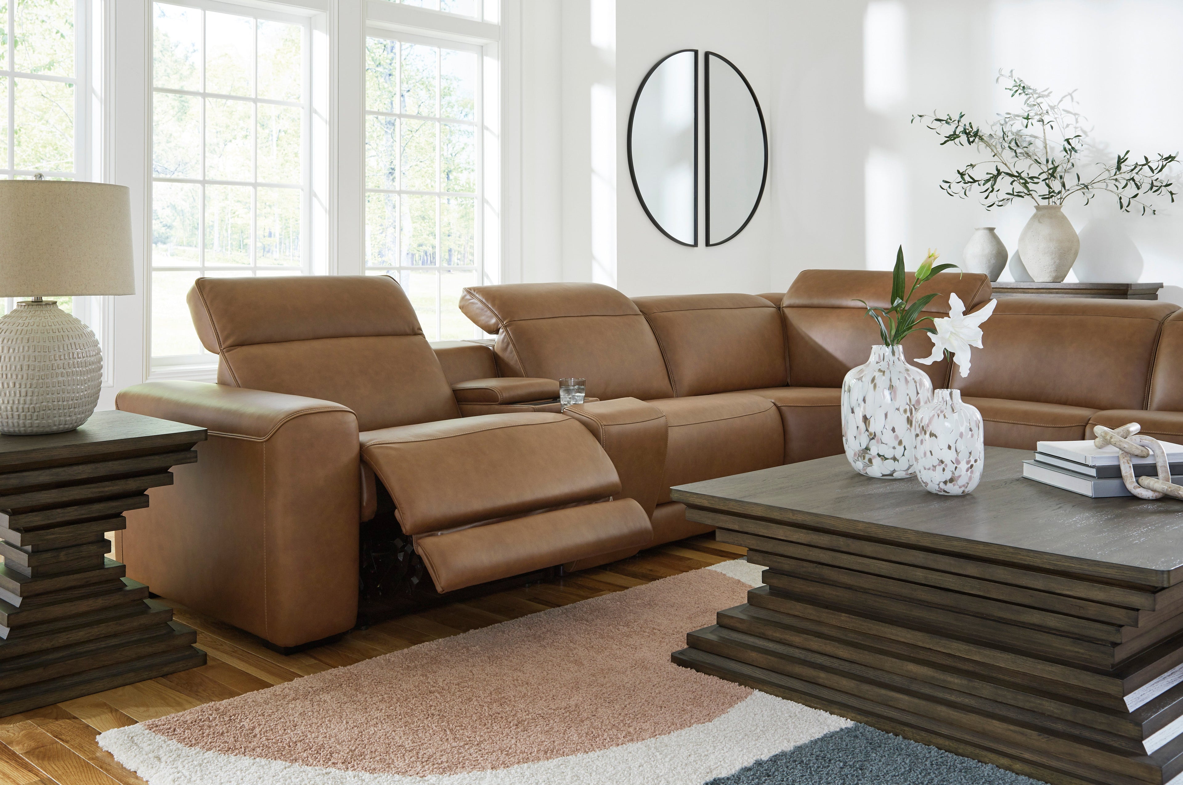 Rally-Up Caramel 6-Piece Power Reclining Sectional w/Console