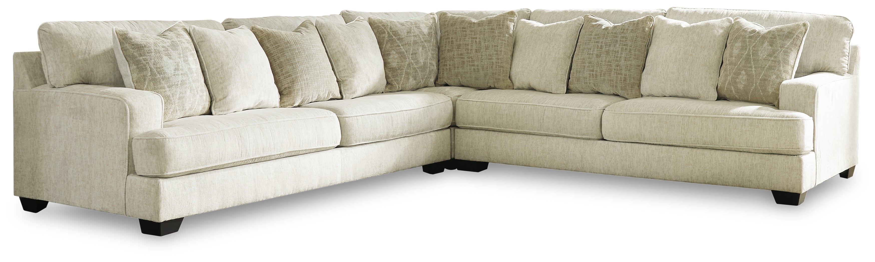 Rawcliffe Parchment 3-Piece Sectional with Ottoman