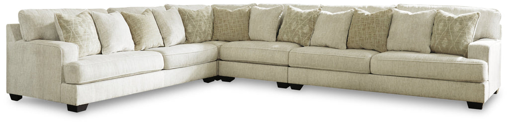 Rawcliffe Parchment 4-Piece Sectional with Ottoman