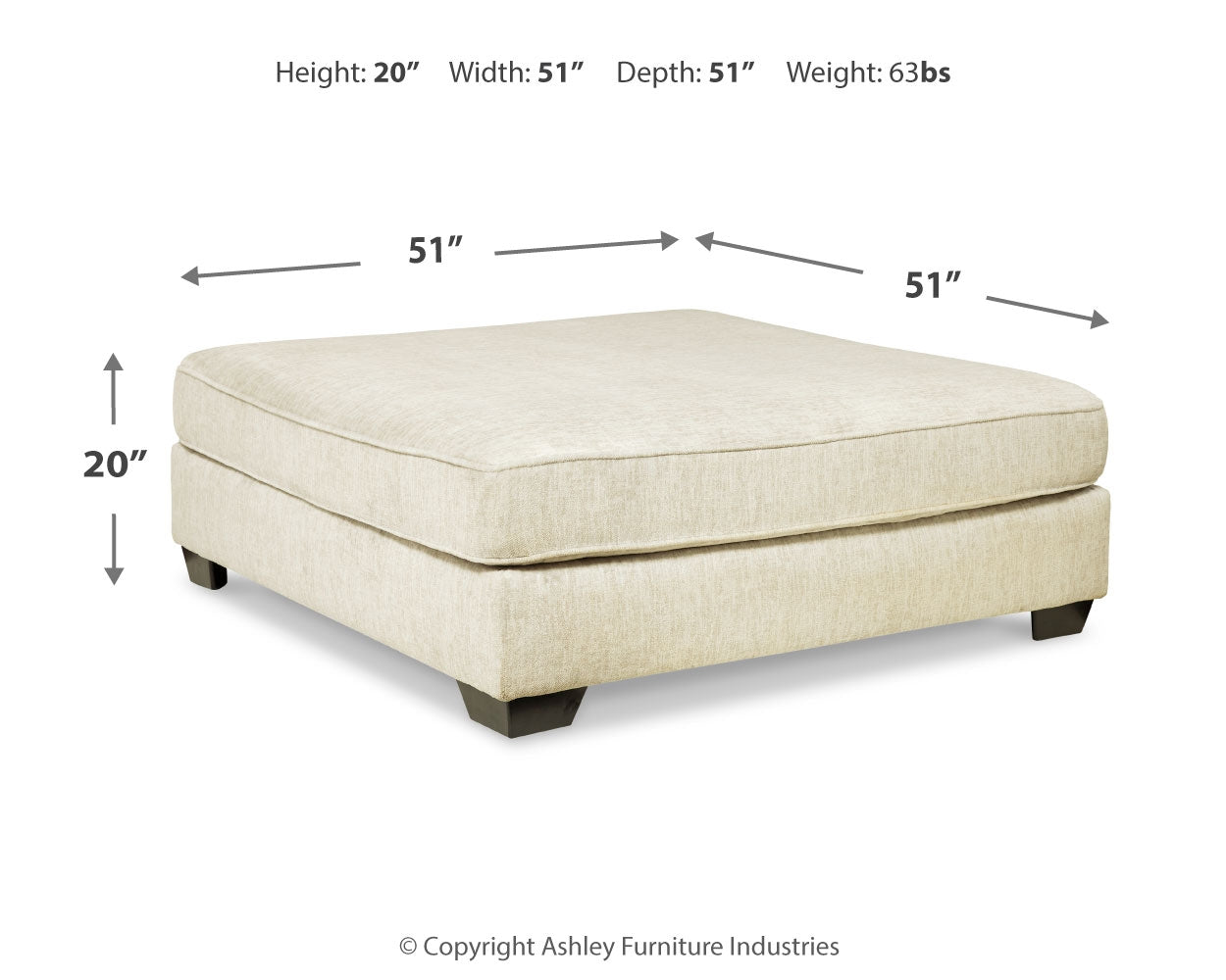 Rawcliffe Parchment Oversized Accent Ottoman