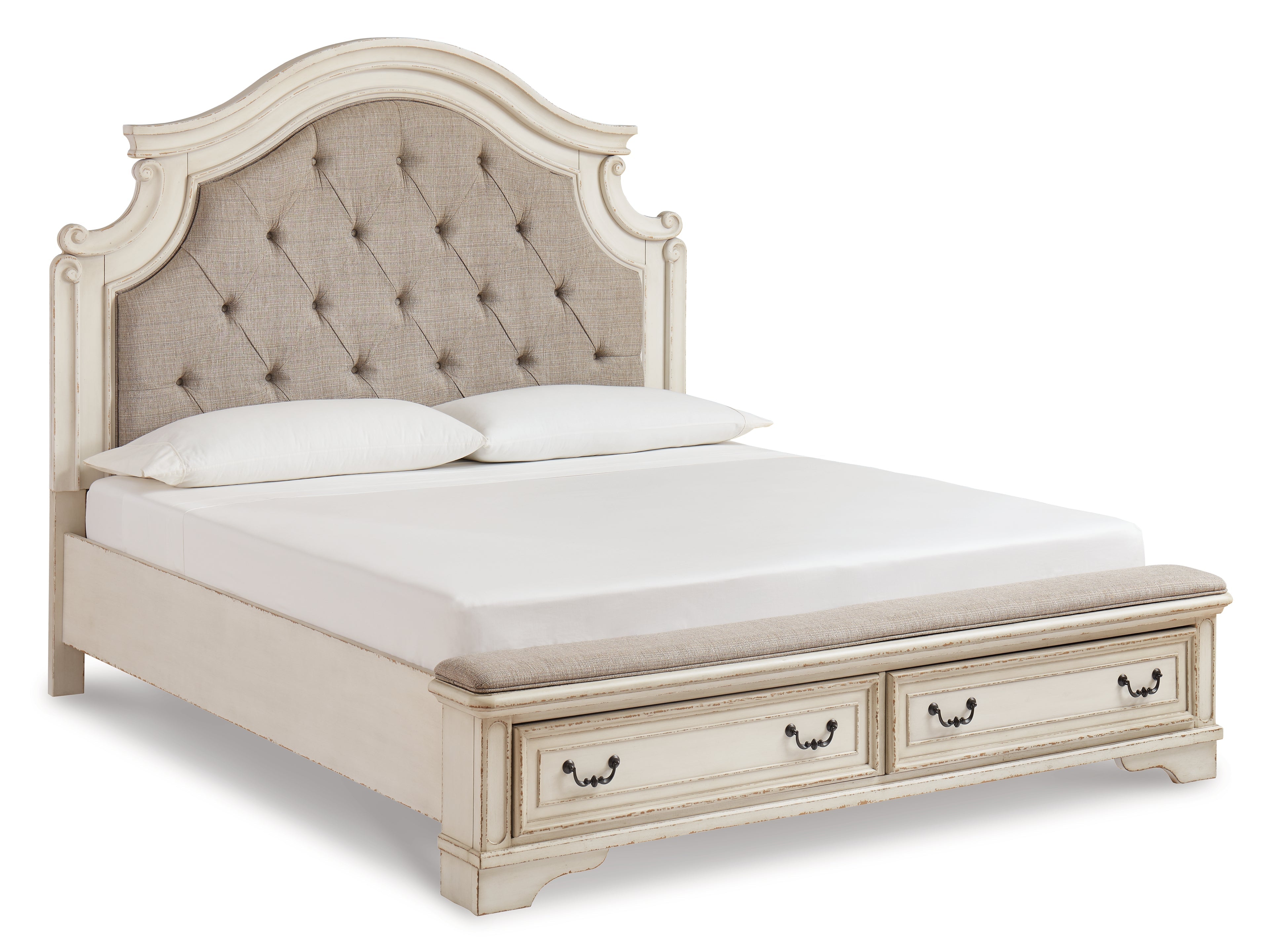 Realyn Chipped California King Upholstered Youth Bedroom Set, White