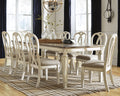 Realyn Chipped White Dining Extension Table and 8 Chairs