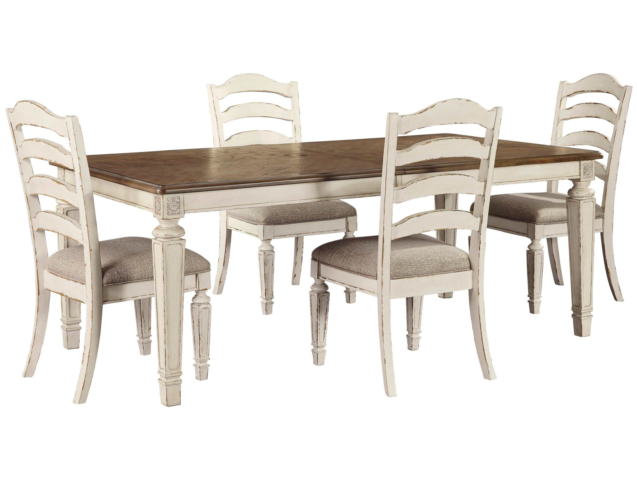 Realyn Chipped White Dining Room Set / 5pc