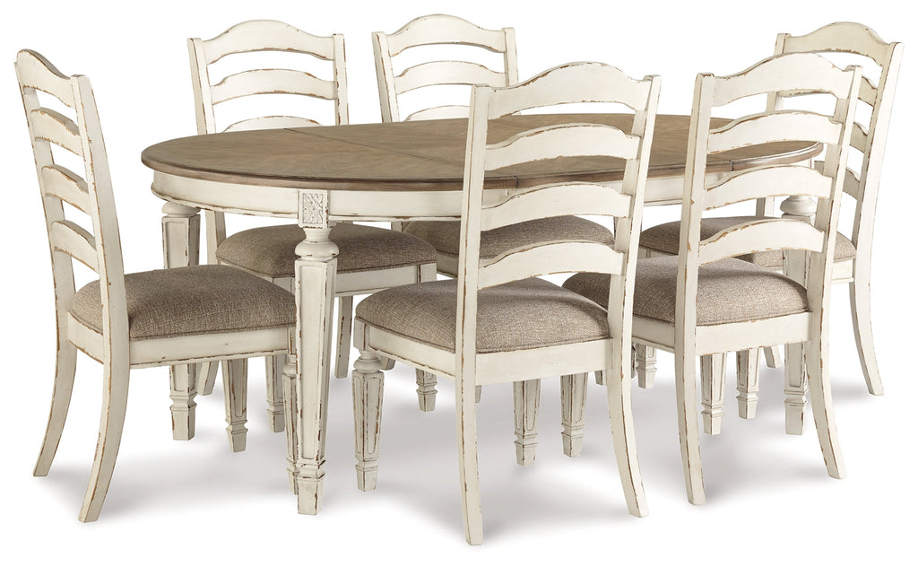 Realyn Chipped White Dining Table and 6 Chairs