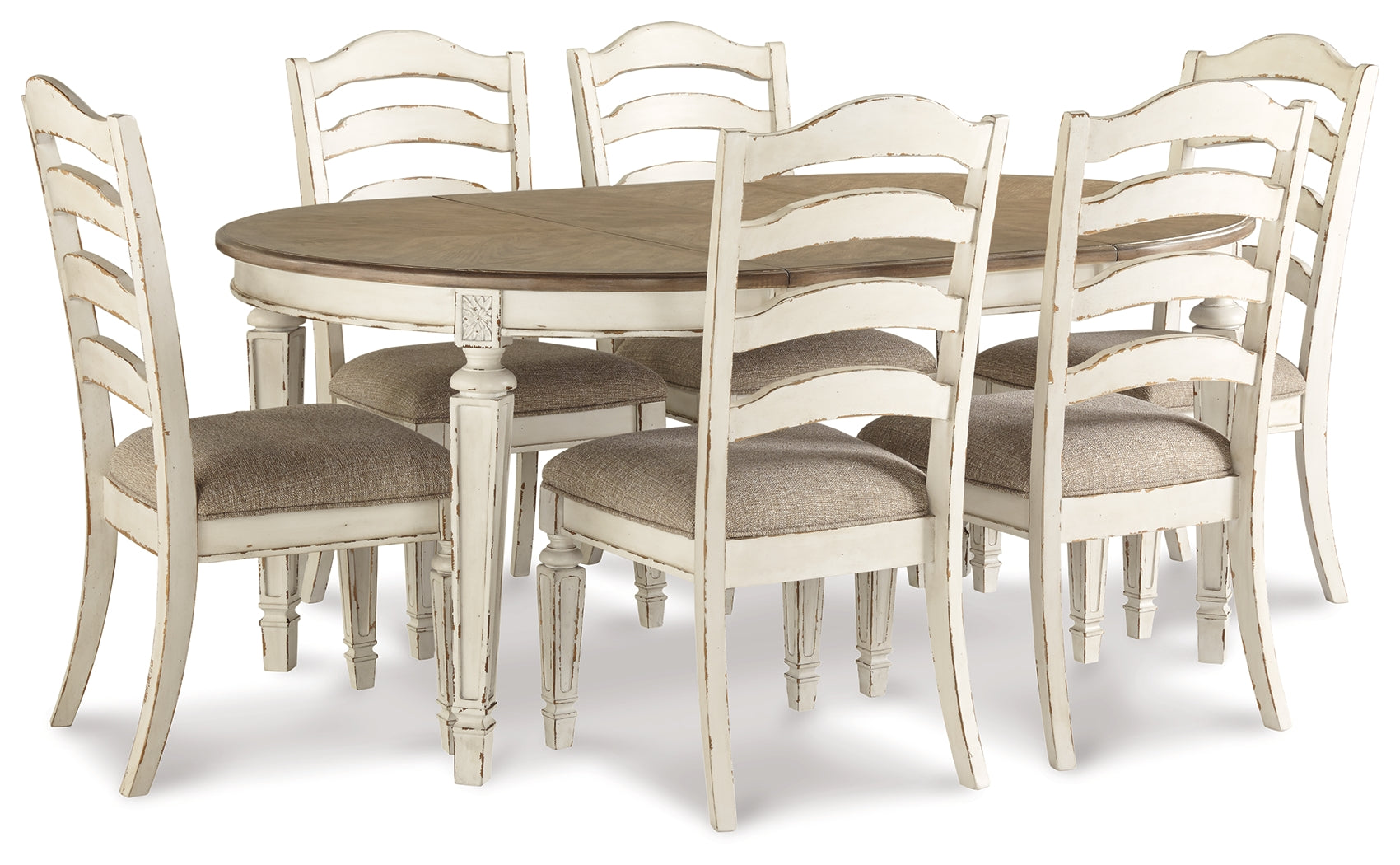 Realyn Chipped White Dining Table and 6 Chairs