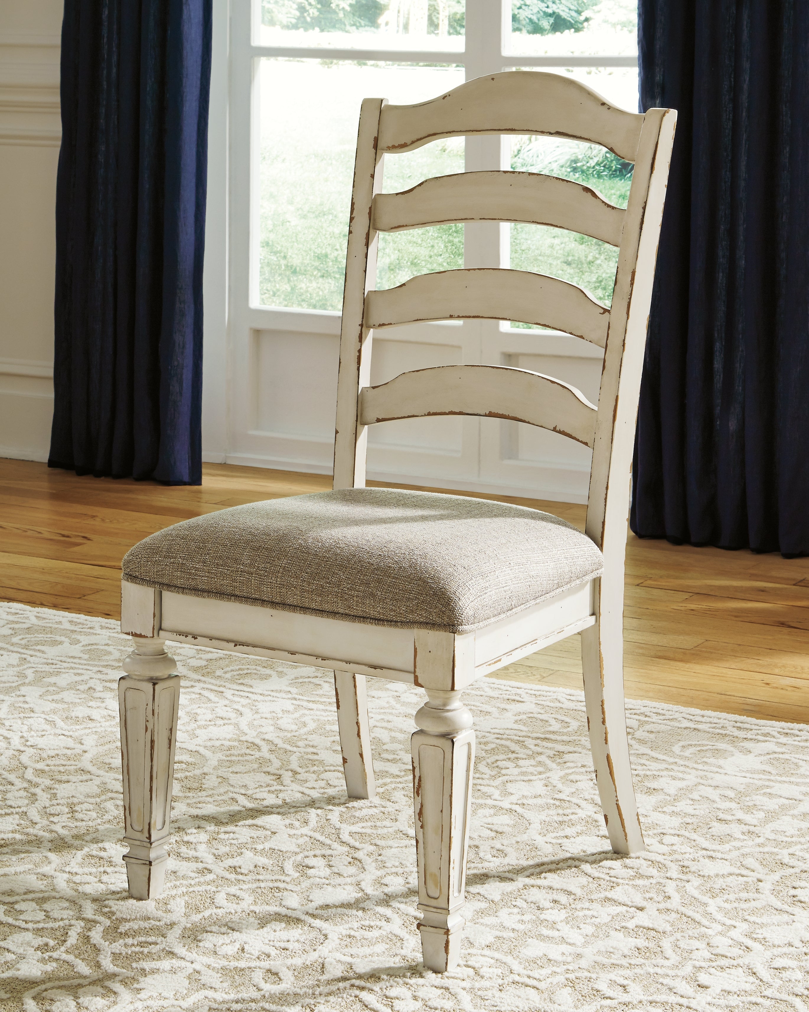 Realyn Chipped White Dining Table and 6 Chairs