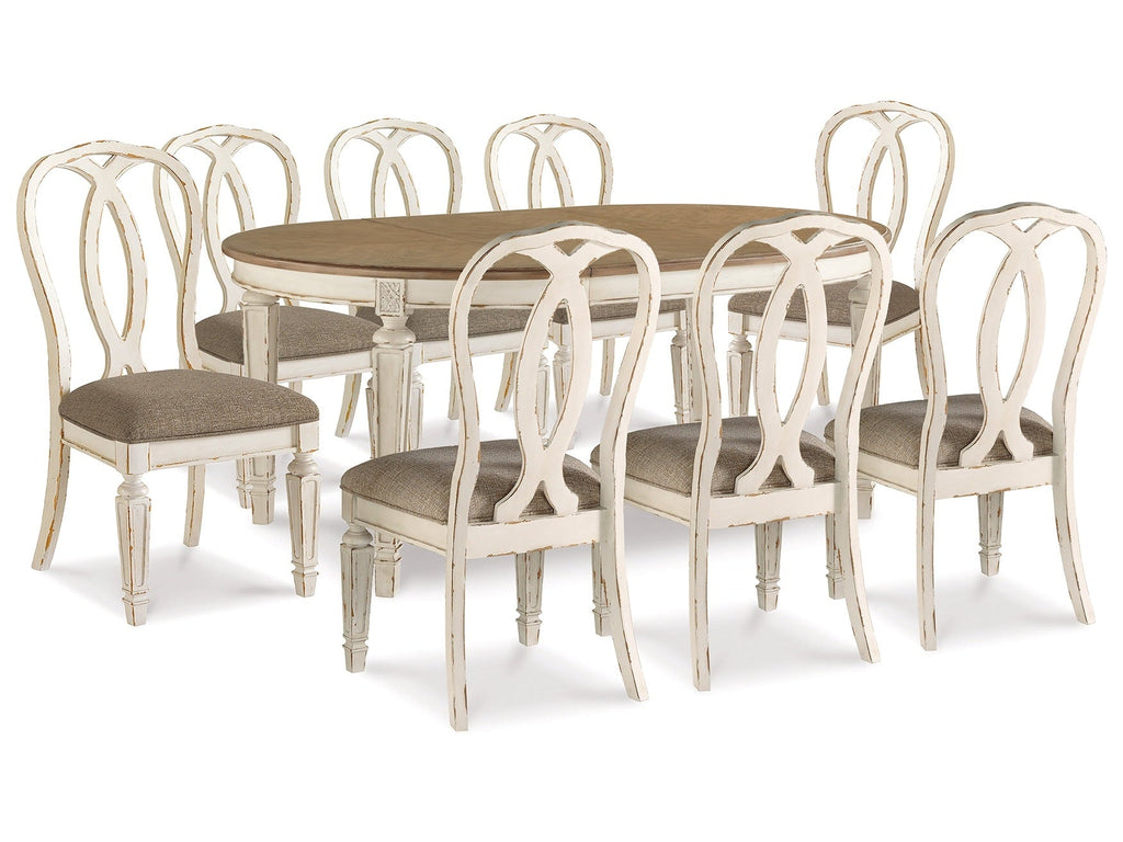 Realyn Chipped White Dining Table and 8 Chairs