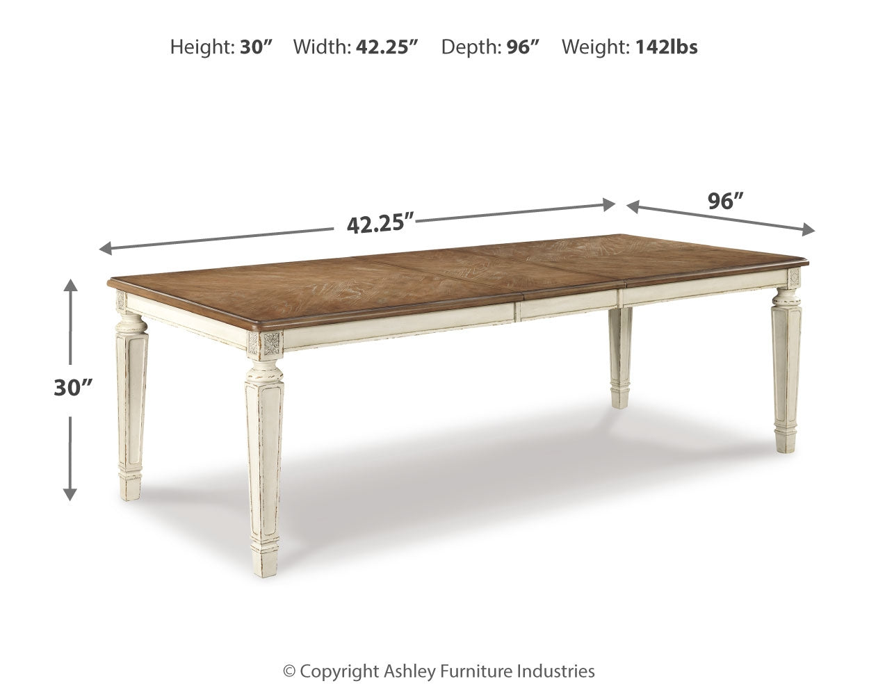 Realyn Chipped White Dining Table and 8 Chairs