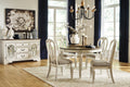 Realyn Chipped White Dining Table with 4 Chairs