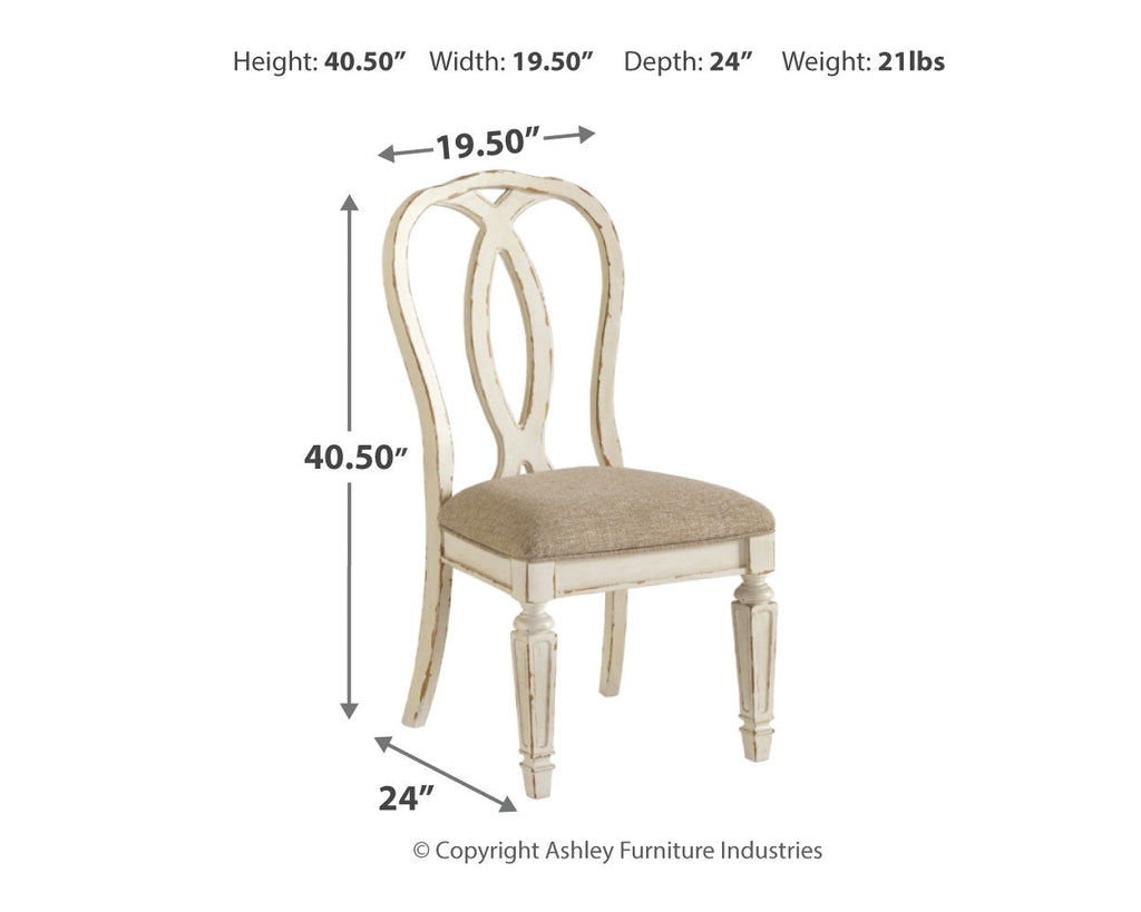 Realyn Chipped White Dining Table with 4 Chairs