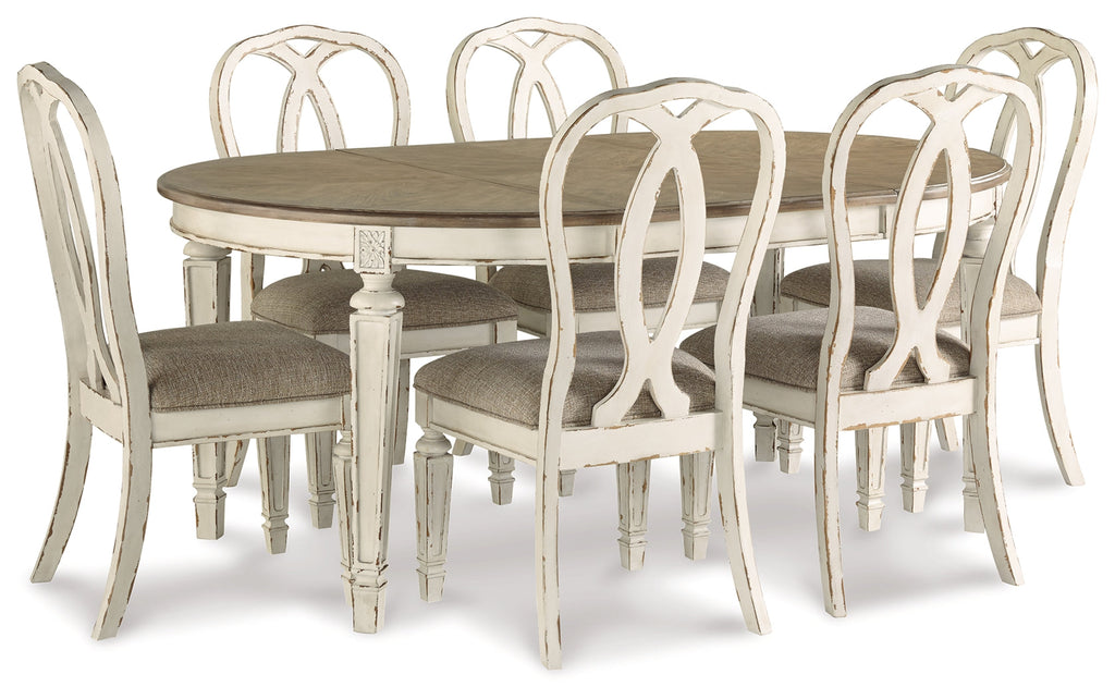 Realyn Chipped White Dining Table with 6 Chairs