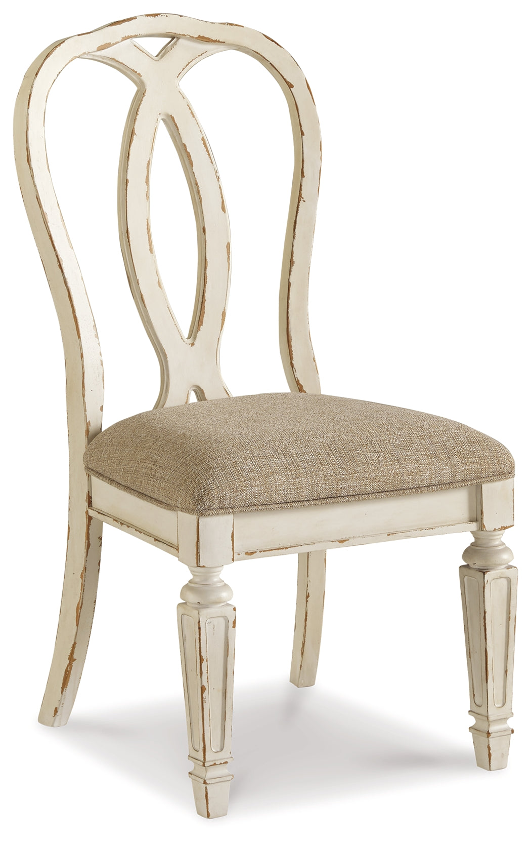 Realyn Chipped White Dining Table with 6 Chairs