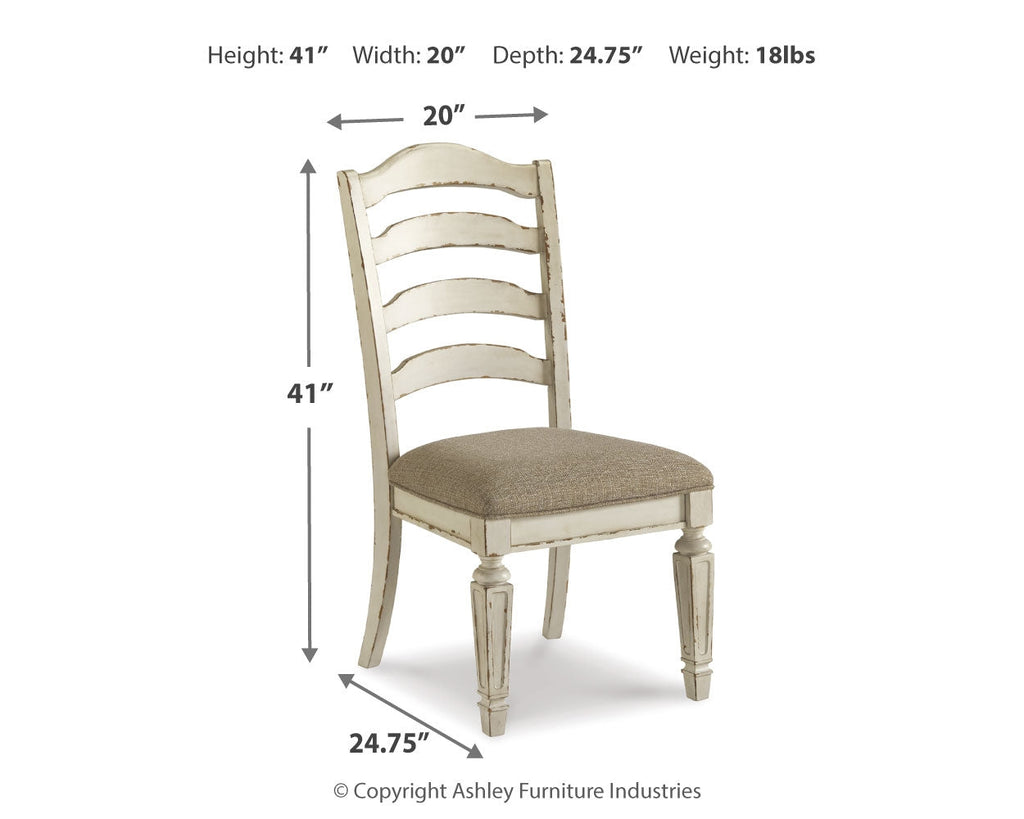 Realyn Chipped White Dining Table with 8 Chairs