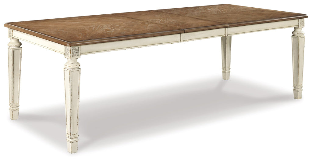 Realyn Chipped White Extension Dining Table and 4 Chairs