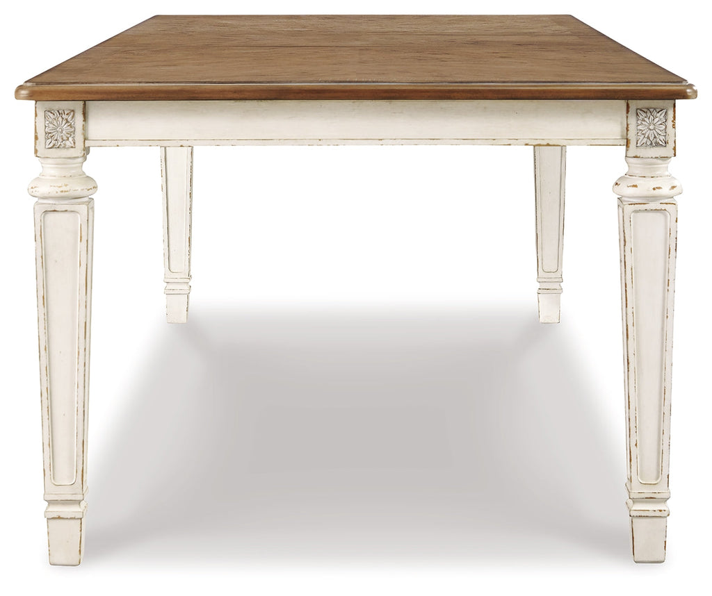 Realyn Chipped White Extension Dining Table and 4 Chairs