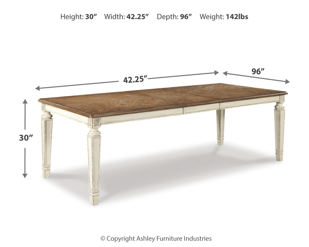 Realyn Chipped White Extension Dining Table and 6 Chairs