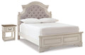 Realyn Chipped White Full Panel Bed and Nightstand