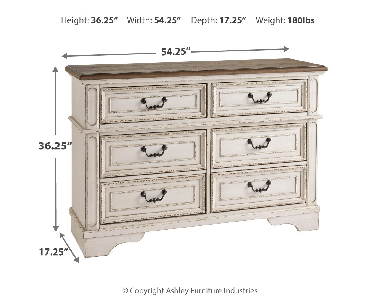 Realyn Chipped Full Panel Bedroom Set, White